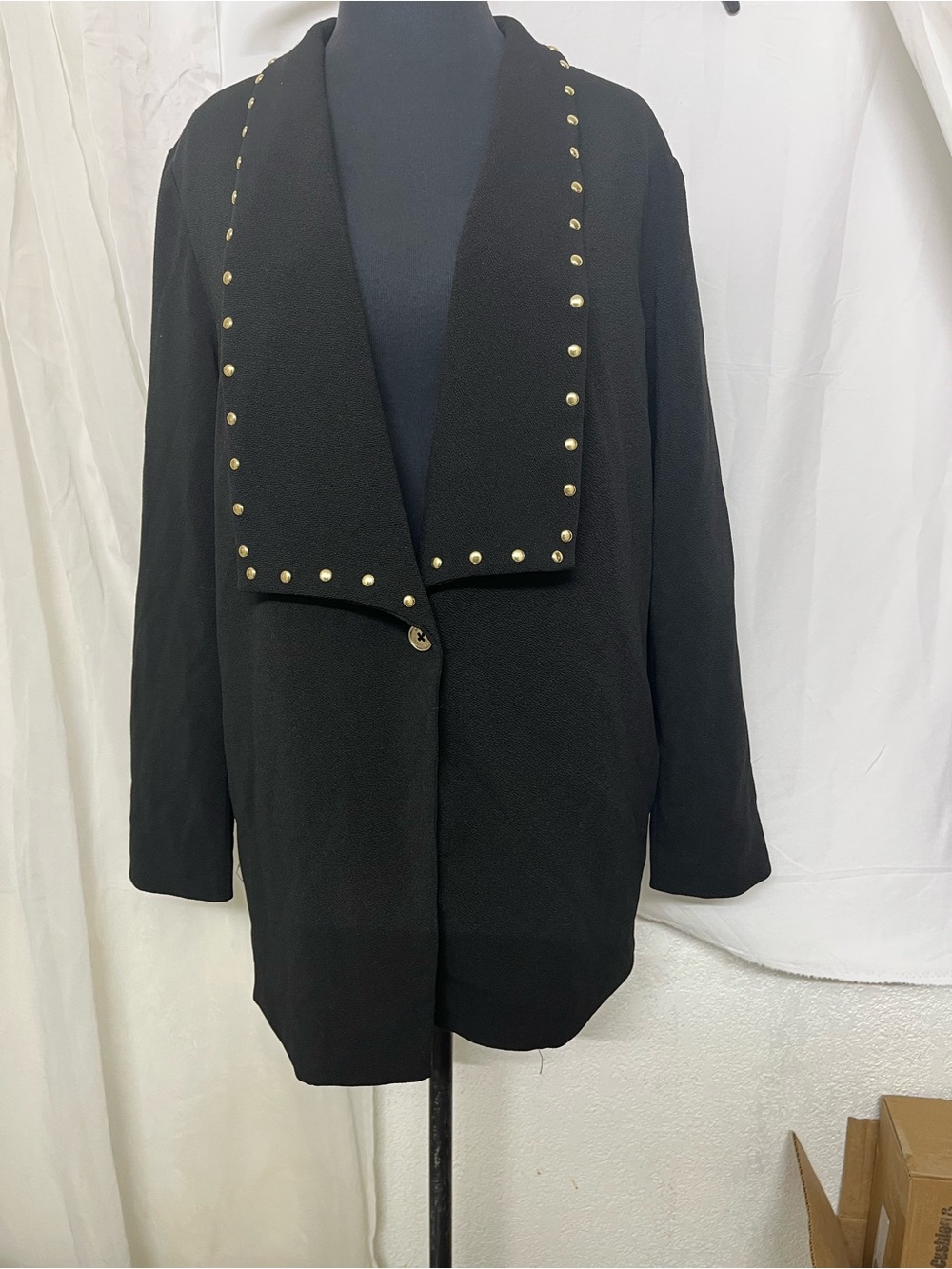 MICHAEL Michael Kors Black Blazer with Gold Stud Trim
